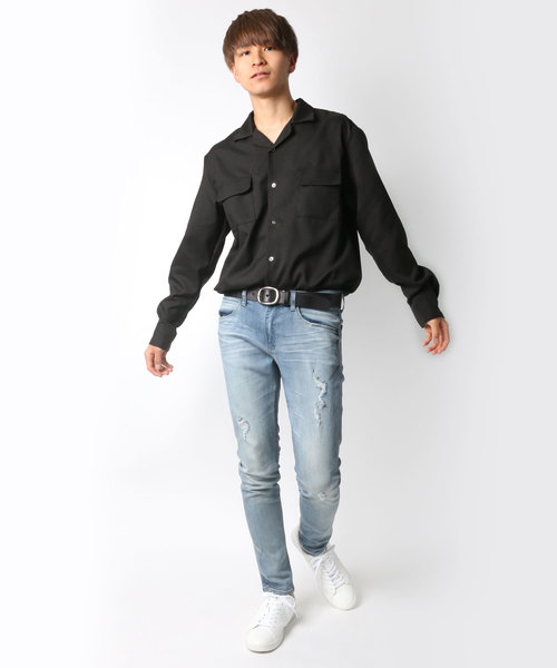 Lazar(ラザル)の「ポリトロ リラックス オーバーサイズ オープンカラーシャツ/CPOシャツ(シャツ/ブラウス・メンズ・ブラック/グレー・LL/M/L)」の14枚目の写真