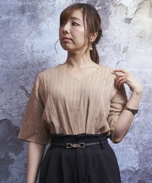ワッシャーストライプ VネックPO(LC)