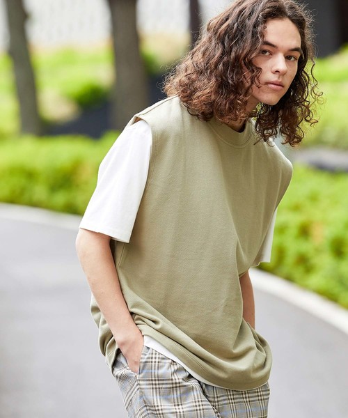 JUNRED（ジュンレッド）の「ライトカノコベストTシャツSET（ベスト・メンズ・ブラック/ベージュ/ライトグリーン・M/L）」の3枚目の写真