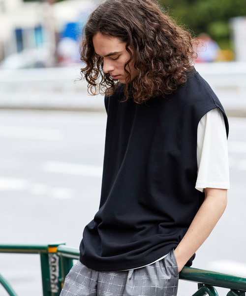 JUNRED（ジュンレッド）の「ライトカノコベストTシャツSET（ベスト・メンズ・ブラック/ベージュ/ライトグリーン・M/L）」の2枚目の写真