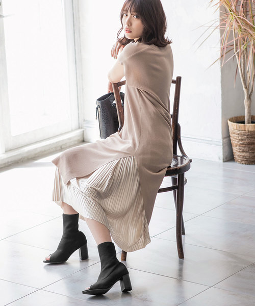 KOBE LETTUCE（コウベレタス）の「[ピンヒールorチャンキーヒール]2typeオープントゥソックスブーツサンダル（サンダル・レディース・ブラック/ブラック系その他/グレー系その他/グレー系その他2・LL/S/M/L）」の9枚目の写真