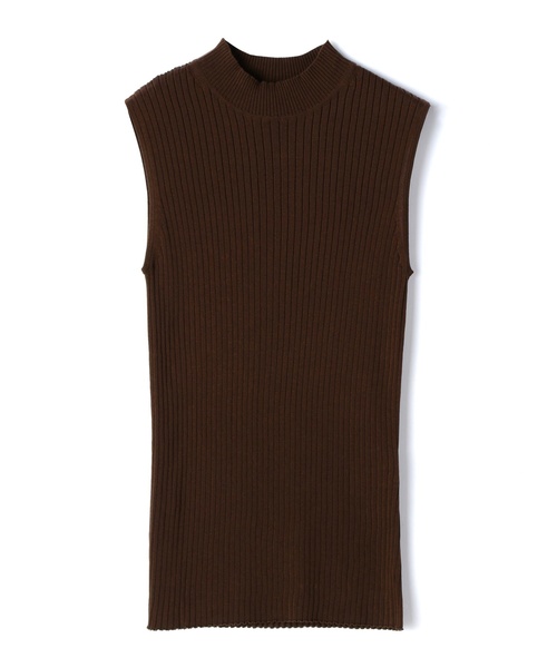 ESTNATION（エストネーション）の「ESTNATION / コットンリブハイネックノースリーブニット（ニット/セーター・レディース・ダークブラウン/ライトベージュ/ライトブルー・38）」の2枚目の写真