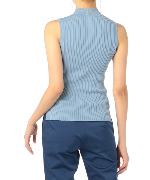 ESTNATION（エストネーション）の「ESTNATION / コットンリブハイネックノースリーブニット（ニット/セーター・レディース・ダークブラウン/ライトベージュ/ライトブルー・38）」の6枚目の写真