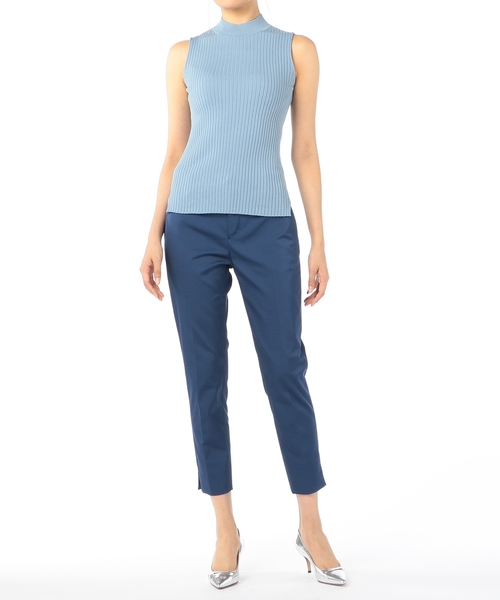 ESTNATION（エストネーション）の「ESTNATION / コットンリブハイネックノースリーブニット（ニット/セーター・レディース・ダークブラウン/ライトベージュ/ライトブルー・38）」の5枚目の写真