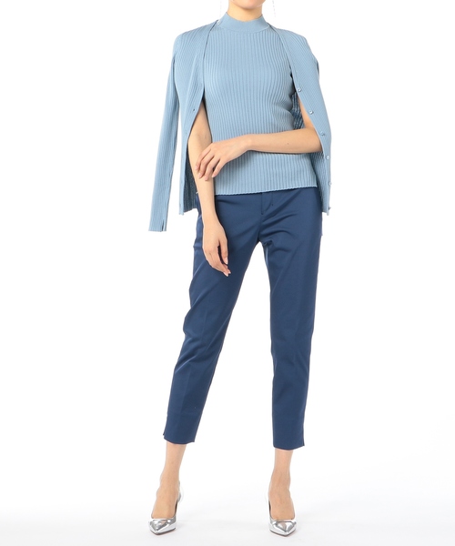 ESTNATION（エストネーション）の「ESTNATION / コットンリブハイネックノースリーブニット（ニット/セーター・レディース・ダークブラウン/ライトベージュ/ライトブルー・38）」の4枚目の写真