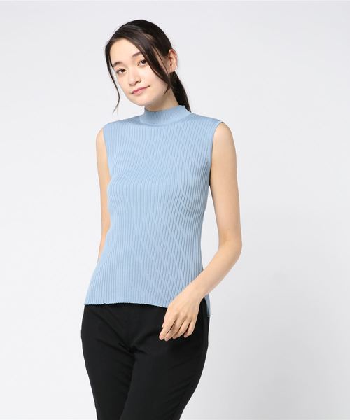 ESTNATION（エストネーション）の「ESTNATION / コットンリブハイネックノースリーブニット（ニット/セーター・レディース・ダークブラウン/ライトベージュ/ライトブルー・38）」の13枚目の写真