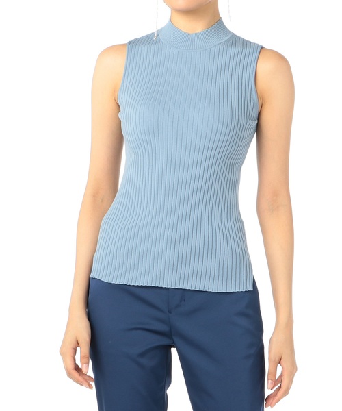 ESTNATION（エストネーション）の「ESTNATION / コットンリブハイネックノースリーブニット（ニット/セーター・レディース・ダークブラウン/ライトベージュ/ライトブルー・38）」の9枚目の写真