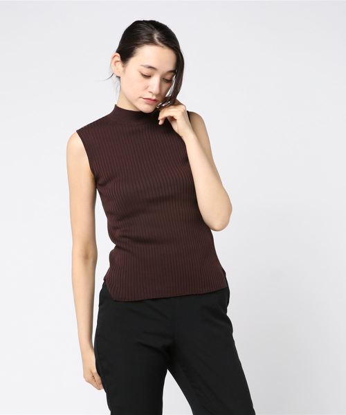 ESTNATION（エストネーション）の「ESTNATION / コットンリブハイネックノースリーブニット（ニット/セーター・レディース・ダークブラウン/ライトベージュ/ライトブルー・38）」の12枚目の写真