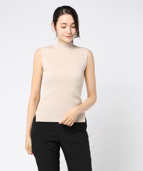 ESTNATION（エストネーション）の「ESTNATION / コットンリブハイネックノースリーブニット（ニット/セーター・レディース・ダークブラウン/ライトベージュ/ライトブルー・38）」の11枚目の写真