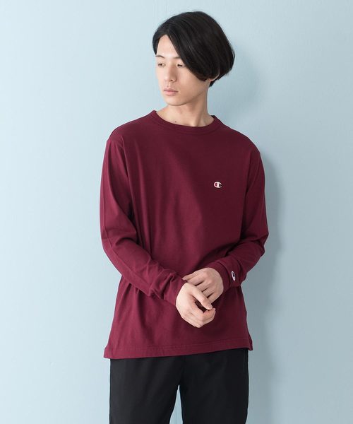 Champion(チャンピオン)の「【CHAMPION/チャンピオン】ワンポイント刺繍 無地ロンT C3-P401 ブランドロゴ(Tシャツ/カットソー・メンズ・ホワイト/チャコールグレー/ブラック/ワイン/ネイビー/杢グレー/サックスブルー/オリーブ・SMALL/LARGE/X-LARGE/MEDIUM)」の8枚目の写真