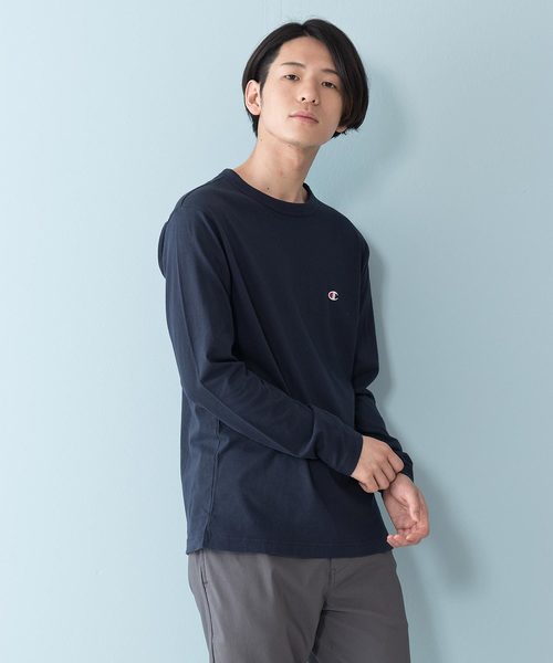 Champion(チャンピオン)の「【CHAMPION/チャンピオン】ワンポイント刺繍 無地ロンT C3-P401 ブランドロゴ(Tシャツ/カットソー・メンズ・ホワイト/チャコールグレー/ブラック/ワイン/ネイビー/杢グレー/サックスブルー/オリーブ・SMALL/LARGE/X-LARGE/MEDIUM)」の9枚目の写真