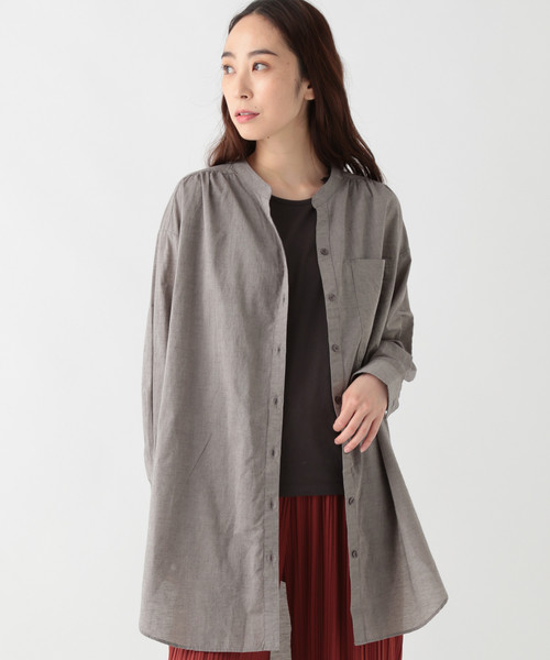 studio CLIP（スタディオクリップ）の「ワッシャースタンドシャツチュニック（シャツ/ブラウス・レディース・ライトグレー/グレー/その他1・FREE）」の3枚目の写真