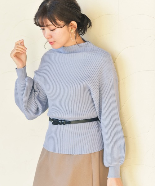 rps（アールピーエス）の「ボリューム袖ボトルネックリブニットプルオーバー（ニット/セーター・レディース・ブラック/ダークグリーン/パープル/アイボリー/ラベンダー/杢グレー/キャメル/ベージュ/ブラウン/ブルー/ピンク/ベージュ系その他/ミント/モカ/オレンジ/グリーン/グレイッシュブルー/イエロー系その他/ブラック系その他2/ホワイト系その他4/ライトベージュ/ピンク系その他/レッド/グレー系その他・M/フリー）」の15枚目の写真