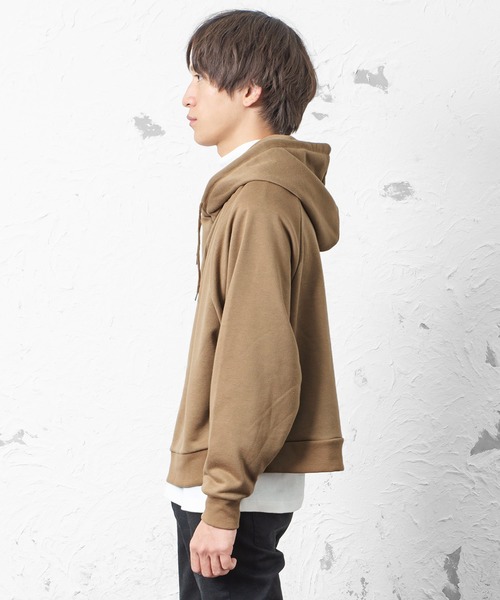 MinoriTY(マイノリティ)の「メンズ長袖ワイドシルエットドルマンプルパーカー(パーカー・メンズ・ブラック/ベージュ/オフホワイト/キャメル・M/L)」の9枚目の写真