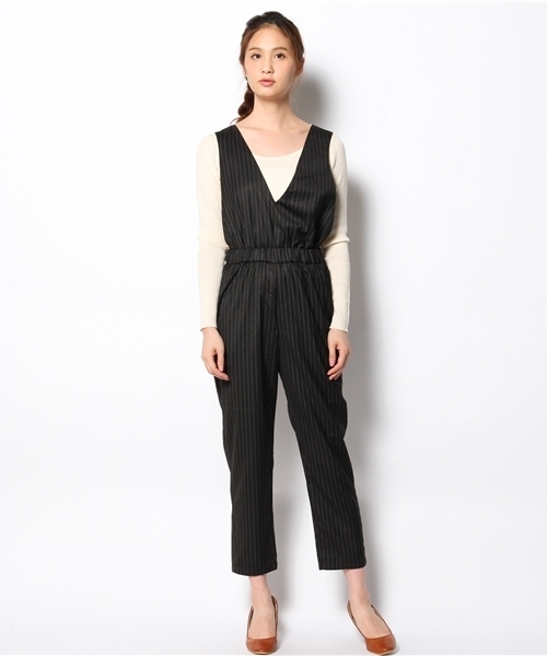 Kastane（カスタネ）の「【Kastane】V開きサロペット（サロペット/オーバーオール・レディース・ネイビー/スミクロ・FREE）」の5枚目の写真