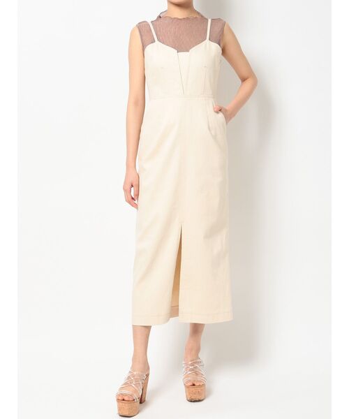 MERCURYDUO（マーキュリーデュオ）の「配色バックベルトジャンスカ（ワンピース・レディース・アイボリー/ブラウン/インディゴブルー・SMALL/MEDIUM）」の11枚目の写真