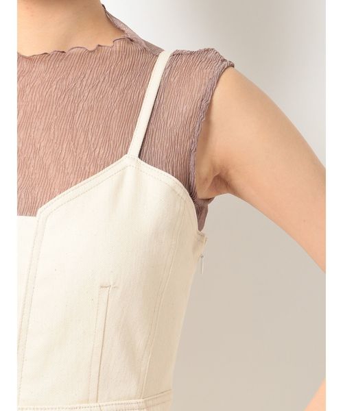 MERCURYDUO（マーキュリーデュオ）の「配色バックベルトジャンスカ（ワンピース・レディース・アイボリー/ブラウン/インディゴブルー・SMALL/MEDIUM）」の4枚目の写真