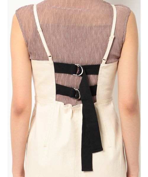 MERCURYDUO（マーキュリーデュオ）の「配色バックベルトジャンスカ（ワンピース・レディース・アイボリー/ブラウン/インディゴブルー・SMALL/MEDIUM）」の6枚目の写真