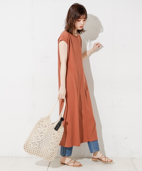 natural couture（ナチュラルクチュール）の「サイドファスナーあきワッフルワンピース（ワンピース・レディース・ブラック/アイボリー/ミント/ライトベージュ/レンガ・FREE）」の5枚目の写真