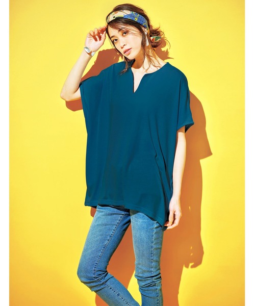 GeeRA（ジーラ）の「吸汗速乾！キーネックドルマンチュニック（Tシャツ/カットソー・レディース・ブルーグリーン/ブラック/ライトグレー・XX-LARGE/X-LARGE/MEDIUM/LARGE）」の11枚目の写真