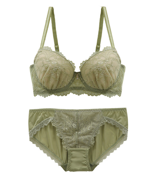 blooming FLORA（ブルーミングフローラ）の「【ふっくらバストをメイク！自然なキレイを叶える】 ブラジャー＆ショーツ セット / ナチュラルメイクブラ 大きいサイズ アンダー80 脇高 総レース B C D E F（ブラ&ショーツ・レディース・サックスブルー/ネイビー/ブラック/ピンク/ピンクベージュ/ラベンダー/ブラウン/イエロー/テラコッタ/サックスブルー系2/ピンク系2/オリーブ/ネイビー系2・B65/B75/B80/C70/C75/D75/F65/F70/F75/D80/E70/E80/E75/B70/C80/D65/D70/E65/F80/C65/D75M/C75M/B65M/B75M/D70M/B70M/B75L/E80L/E75L/C75L/D80L/F70M/E65M/F75L/C65M/D65M/D75L/E70M/F80L/C70M）」の14枚目の写真