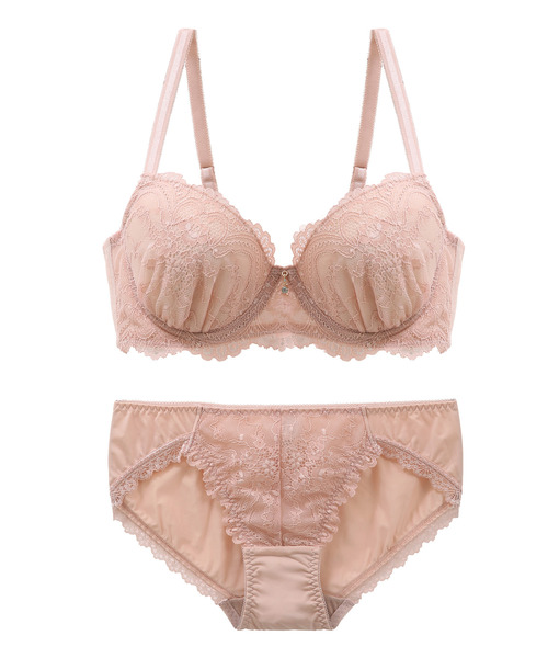 blooming FLORA（ブルーミングフローラ）の「【ふっくらバストをメイク！自然なキレイを叶える】 ブラジャー＆ショーツ セット / ナチュラルメイクブラ 大きいサイズ アンダー80 脇高 総レース B C D E F（ブラ&ショーツ・レディース・サックスブルー/ネイビー/ブラック/ピンク/ピンクベージュ/ラベンダー/ブラウン/イエロー/テラコッタ/サックスブルー系2/ピンク系2/オリーブ/ネイビー系2・B65/B75/B80/C70/C75/D75/F65/F70/F75/D80/E70/E80/E75/B70/C80/D65/D70/E65/F80/C65/D75M/C75M/B65M/B75M/D70M/B70M/B75L/E80L/E75L/C75L/D80L/F70M/E65M/F75L/C65M/D65M/D75L/E70M/F80L/C70M）」の17枚目の写真