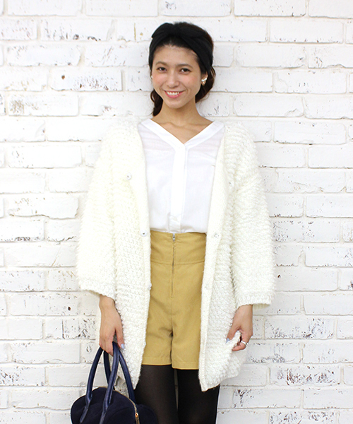 mystic(ミスティック)の「ループカーディガン(カーディガン/ボレロ・レディース・オフホワイト/ブラック/グレー・FREE)」の1枚目の写真