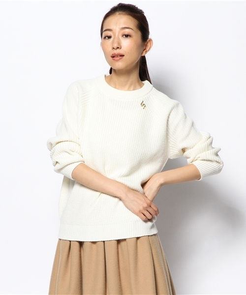 LOUNGEDRESS（ラウンジドレス）の「ミドルゲージニット（ニット/セーター・レディース・アイボリー/レッド/ブラック・ﾌﾘ-）」の4枚目の写真