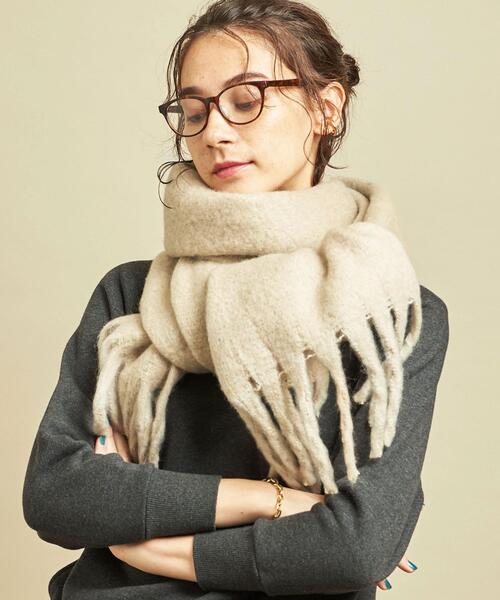 BEAUTY&YOUTH UNITED ARROWS（ビューティーアンドユースユナイテッドアローズ）の「BY ビッグフリンジストール ◆（ストール/ショール・レディース・ナチュラル/ケリー/ダークグレー・FREE）」の2枚目の写真
