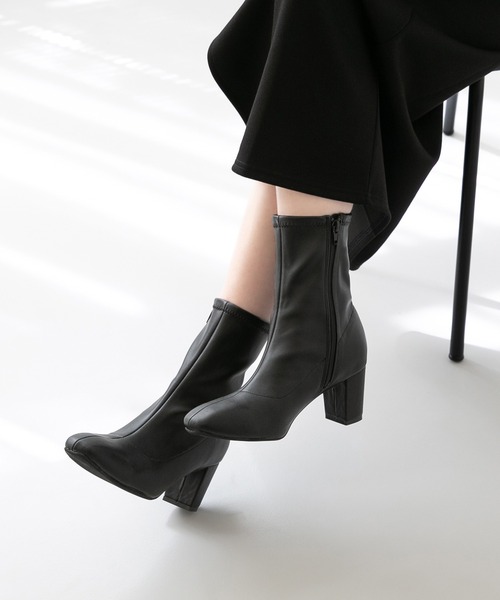 menue（メヌエ）の「スクエアトゥ 美脚魅せ ストレッチブーツ（ブーツ・レディース・ブラック/アイボリー/ブラック系その他/ブラウン系その他/ベージュ/ダークブラウン/グレイッシュベージュ・LL/3L/S/M/L/XS）」の16枚目の写真