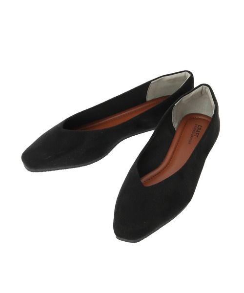 CRAFT STANDARD BOUTIQUE（クラフトスタンダードブティック）の「スリムスクエアトゥVカットフラットパンプス●（パンプス・レディース・ブラック/ブラウン/グレイッシュベージュ・S/M/L）」の22枚目の写真