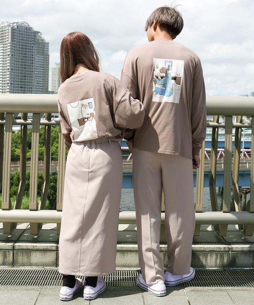 PairPair（ペアペア）の「バックプリント合わせ絵ロンTセット(ユニセックス)（Tシャツ/カットソー・レディース・オフホワイト/ブルー/モカ/スミクロ・FREE）」の14枚目の写真