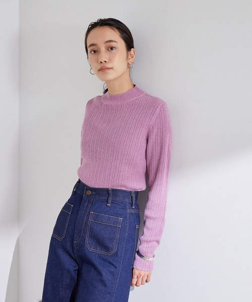 ADAM ET ROPE'(アダムエロペ)の「【WEB限定】WOOL混変形RIBプルオーバー(ニット/セーター・レディース・ブラウン系その他2/ミント/ラベンダー/クリーム・FREE)」の4枚目の写真