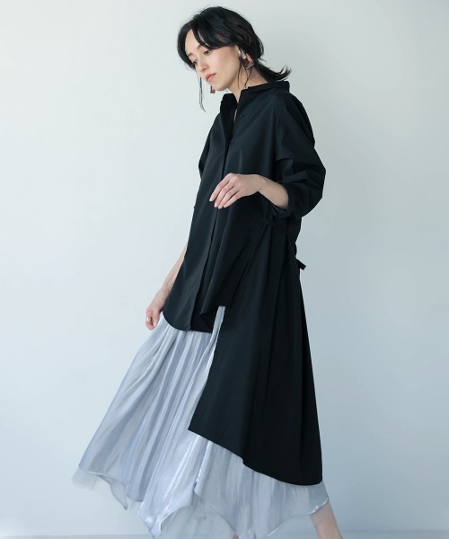 Bou Jeloud（ブージュルード）の「バックロングAラインチュニック（チュニック・レディース・カーキ/ブラック/ベージュ/ピンク・38）」の3枚目の写真