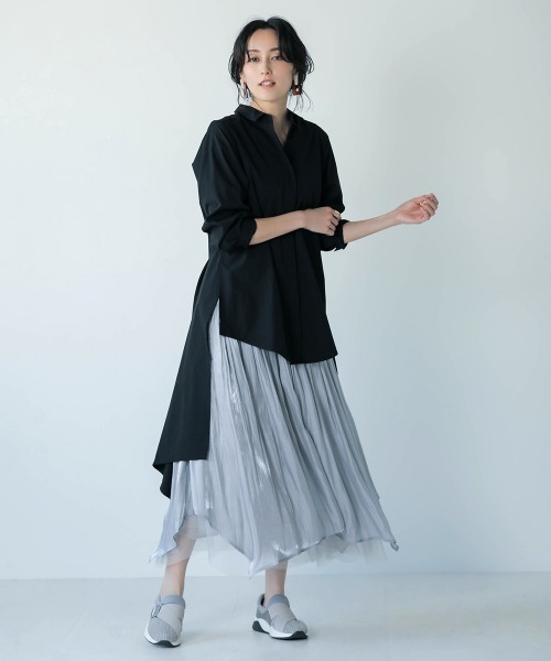 Bou Jeloud（ブージュルード）の「バックロングAラインチュニック（チュニック・レディース・カーキ/ブラック/ベージュ/ピンク・38）」の21枚目の写真