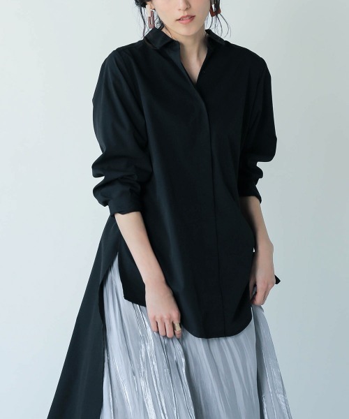 Bou Jeloud（ブージュルード）の「バックロングAラインチュニック（チュニック・レディース・カーキ/ブラック/ベージュ/ピンク・38）」の22枚目の写真