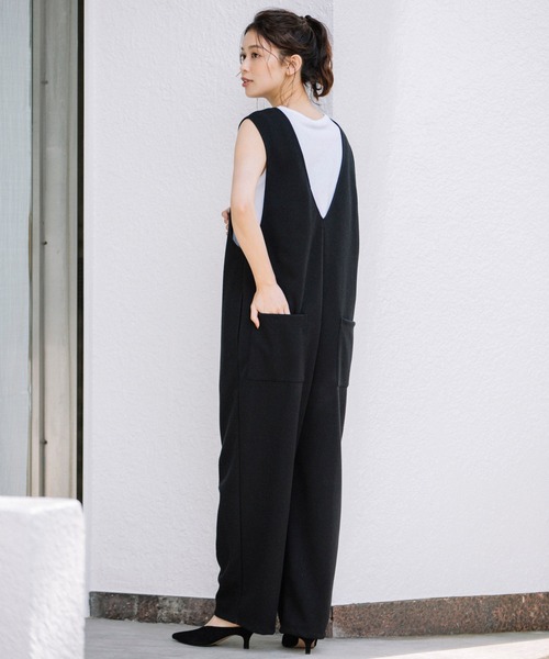 Munich(ミューニック)の「ダブルフェイスブークレ コンビネゾン(サロペット/オーバーオール・レディース・ブラック/カーキ/アイボリー・S/M)」の10枚目の写真