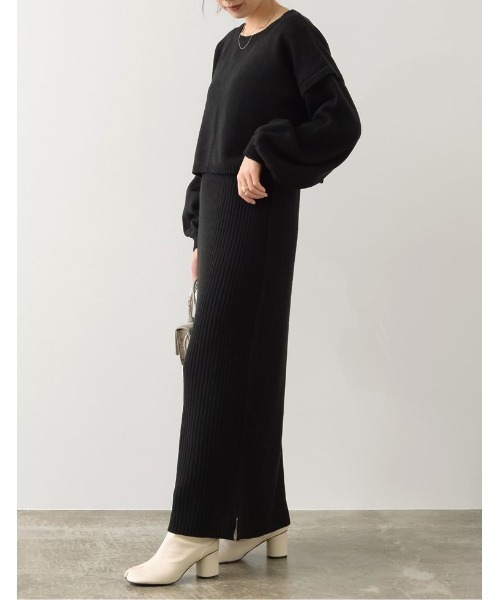 セール 2点セット バルキーニットショートトップス タンクワンピレイヤードセットワンピース ワンピース Re Edit リエディ のファッション通販 Zozotown