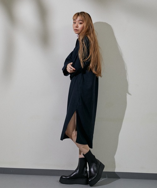 ECRIRE(エクリール)の「ロングシャツワンピース(ワンピース・レディース・ブラック/ベージュ/ブラウン・フリー)」の5枚目の写真