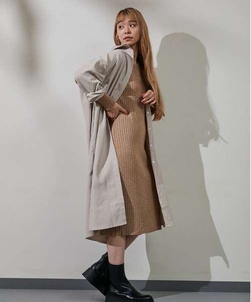 ECRIRE(エクリール)の「ロングシャツワンピース(ワンピース・レディース・ブラック/ベージュ/ブラウン・フリー)」の12枚目の写真