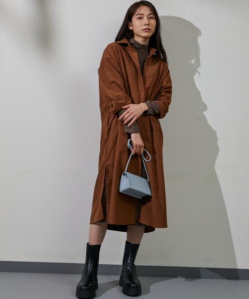 ECRIRE(エクリール)の「ロングシャツワンピース(ワンピース・レディース・ブラック/ベージュ/ブラウン・フリー)」の15枚目の写真