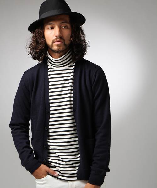 HARE（ハレ）の「イージーケア加工ニットカーディガン【HARE】（カーディガン/ボレロ・メンズ・オフホワイト/ブラック/グレー/ボルドー/ネイビー・SMALL/MEDIUM/LARGE）」の4枚目の写真