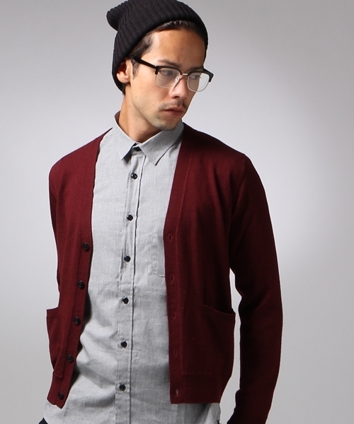 HARE（ハレ）の「イージーケア加工ニットカーディガン【HARE】（カーディガン/ボレロ・メンズ・オフホワイト/ブラック/グレー/ボルドー/ネイビー・SMALL/MEDIUM/LARGE）」の5枚目の写真