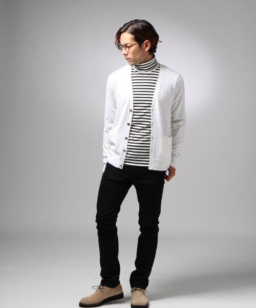 HARE（ハレ）の「イージーケア加工ニットカーディガン【HARE】（カーディガン/ボレロ・メンズ・オフホワイト/ブラック/グレー/ボルドー/ネイビー・SMALL/MEDIUM/LARGE）」の6枚目の写真