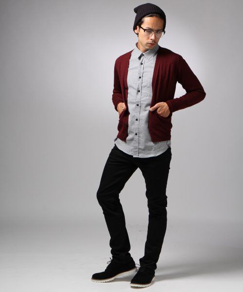 HARE（ハレ）の「イージーケア加工ニットカーディガン【HARE】（カーディガン/ボレロ・メンズ・オフホワイト/ブラック/グレー/ボルドー/ネイビー・SMALL/MEDIUM/LARGE）」の9枚目の写真