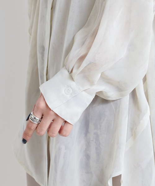 DouDou（ドゥドゥ）の「マーブルプリントBIGシャツ（シャツ/ブラウス・レディース・グリーン/ブルー・FREE）」の6枚目の写真