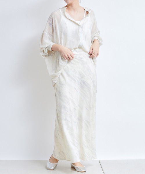 DouDou（ドゥドゥ）の「マーブルプリントBIGシャツ（シャツ/ブラウス・レディース・グリーン/ブルー・FREE）」の9枚目の写真