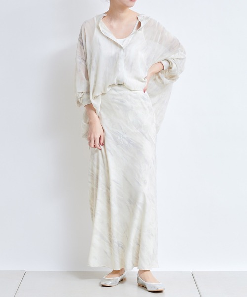 DouDou（ドゥドゥ）の「マーブルプリントBIGシャツ（シャツ/ブラウス・レディース・グリーン/ブルー・FREE）」の12枚目の写真