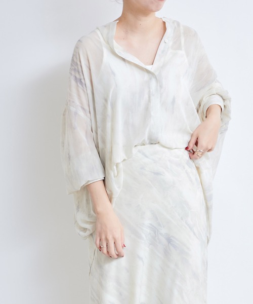 DouDou（ドゥドゥ）の「マーブルプリントBIGシャツ（シャツ/ブラウス・レディース・グリーン/ブルー・FREE）」の19枚目の写真