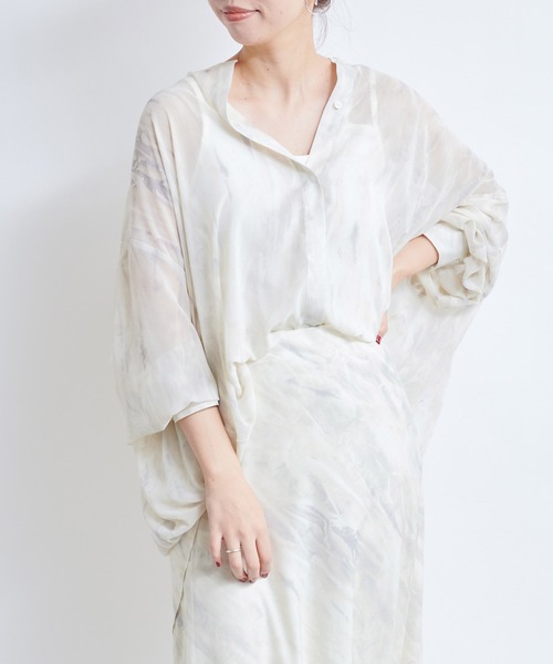 DouDou（ドゥドゥ）の「マーブルプリントBIGシャツ（シャツ/ブラウス・レディース・グリーン/ブルー・FREE）」の20枚目の写真